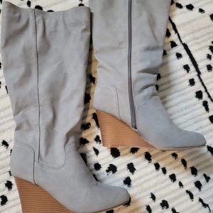 Gray wedge boots size 12